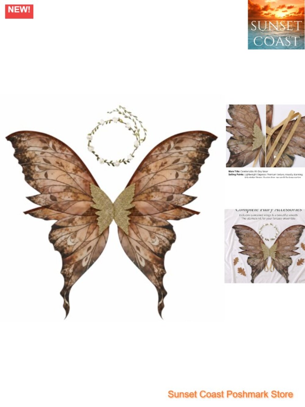 Fairy Wings Set Organza Butterfly Costume Halloween Party